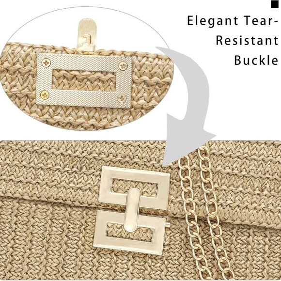 Versatile Boho Crossbody Bag - Lightweight Straw Purse for Summer Outings - Picture 3 of 6